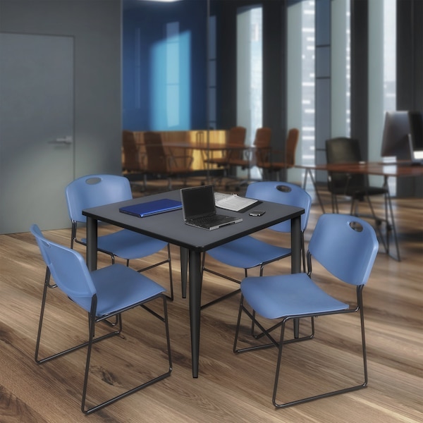 Regency Kahlo Square Table & Chair Sets, 48 W, 48 L, 29 H, Wood, Metal, Polypropylene Top, Grey TPL4848GYBK44BE - main